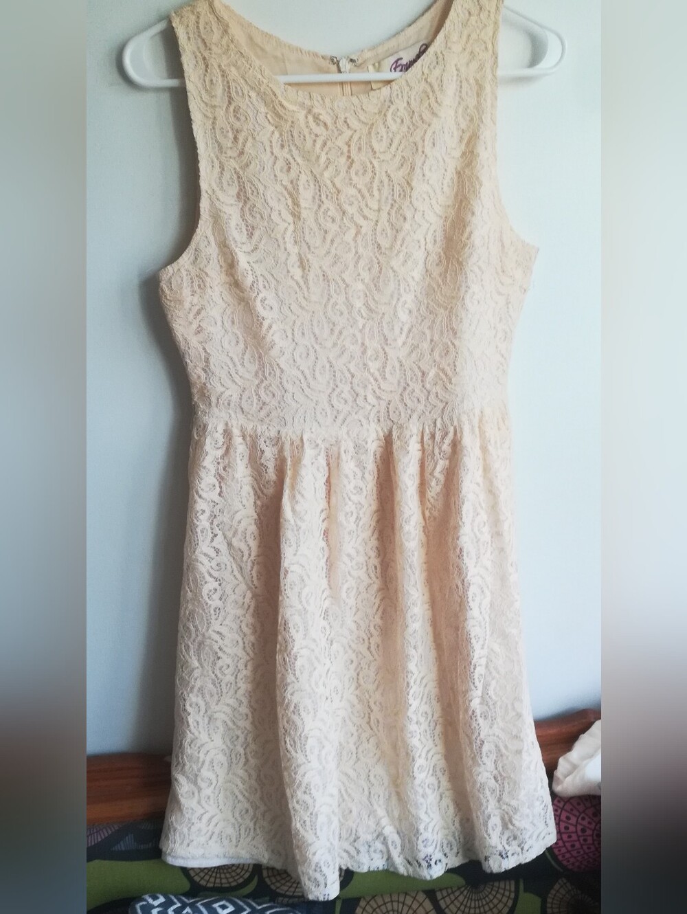 Girls Cream Lace Sleeveless Dress